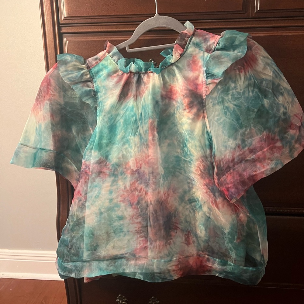 MARIE OLIVER SHEER TOP WITH PUFF SLEEVES